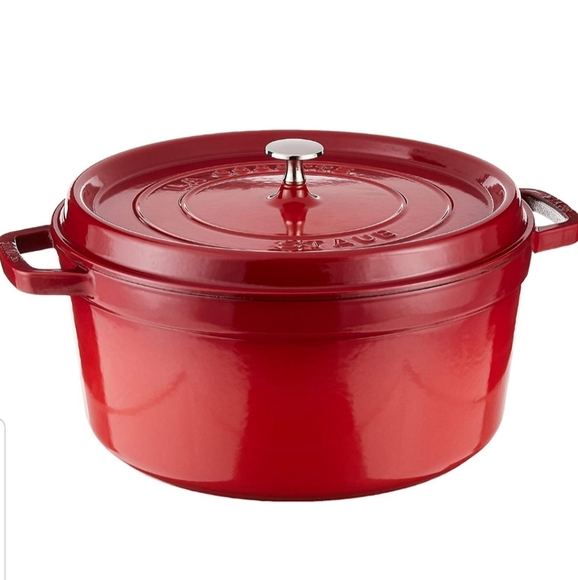 STAUB CAST IRON 7QT-11" ROUND COCOTTE - CHERRY 28CM (BIG SIZE) 7qt - Picture 1 of 12